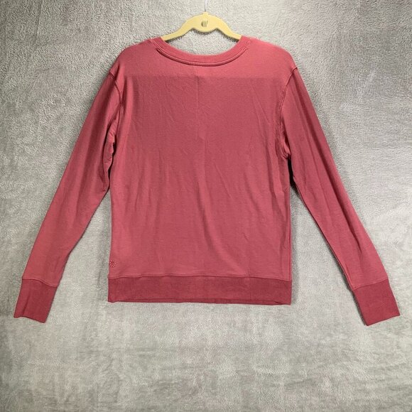 Athleta Sweatshirt Women's Medium Pink Sunrise V-Neck Thumb Holes Stretchy - Picture 2 of 13